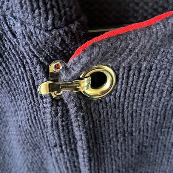 Vtg FCP Save The Sea 1stClass Passenger nautical navy and red hooded cardigan - Picture 3 of 10